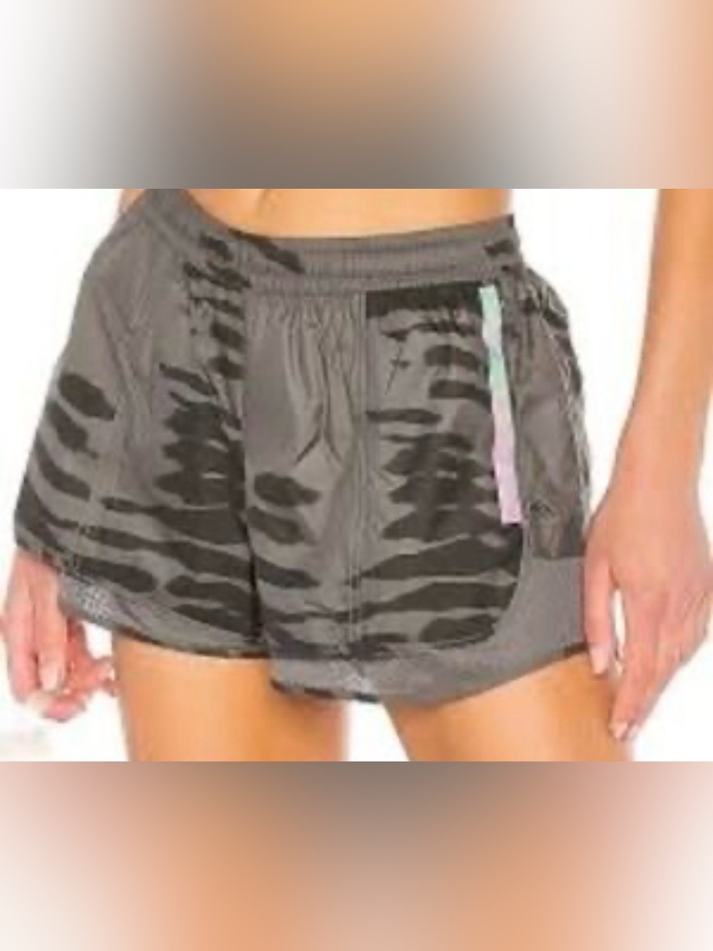 Stella McCartney by Adidas Gray Animal-Print Running Shorts, reflective details